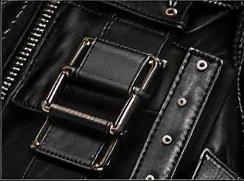 Black leather strap with a steel buckle